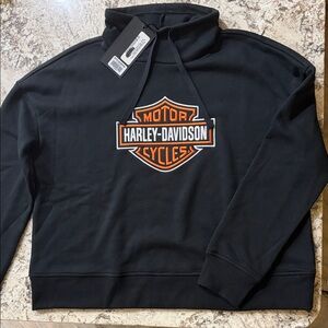 Harley-Davidson Black and Orange Logo Sweatshirt